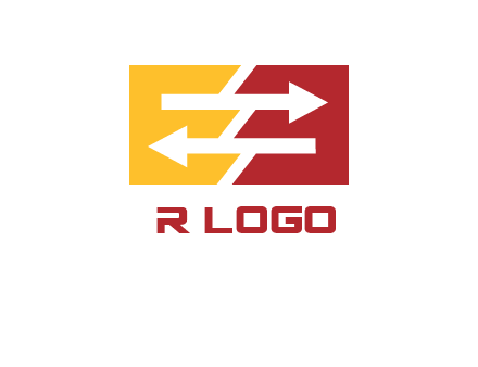 Letters EE creating arrows inside rectangle logo