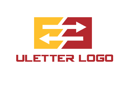 Letters EE creating arrows inside rectangle logo