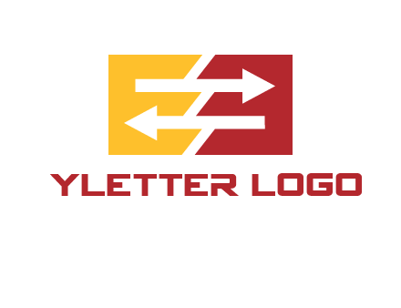 Letters EE creating arrows inside rectangle logo