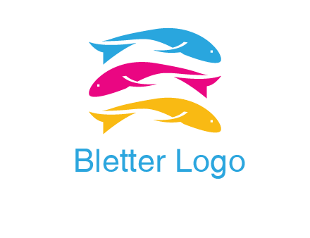 colorful fishes on top of each other printing logo