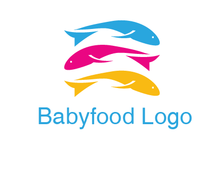 colorful fishes on top of each other printing logo