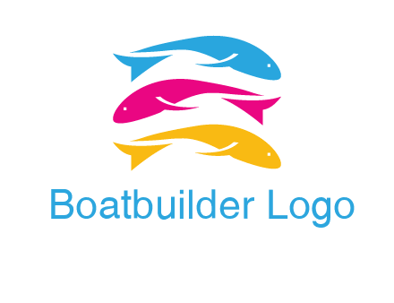 colorful fishes on top of each other printing logo