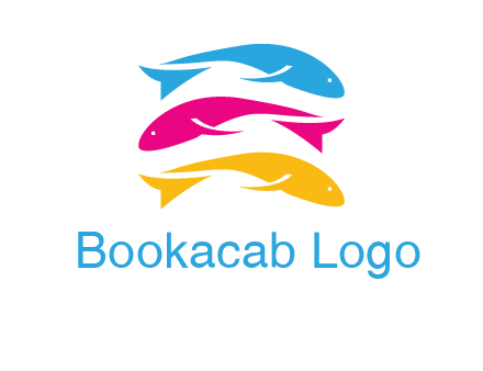 colorful fishes on top of each other printing logo