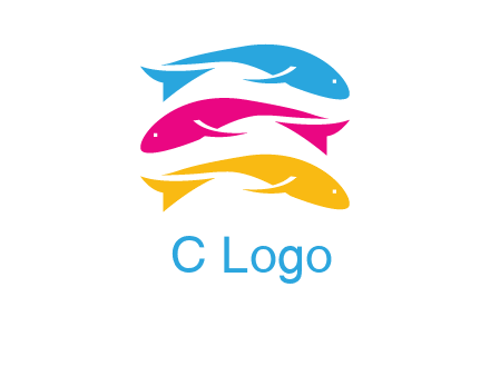 colorful fishes on top of each other printing logo