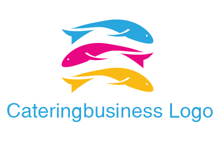 colorful fishes on top of each other printing logo