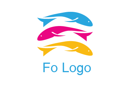 colorful fishes on top of each other printing logo