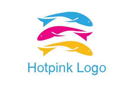 colorful fishes on top of each other printing logo