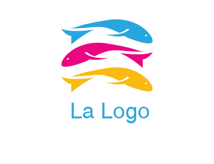 colorful fishes on top of each other printing logo