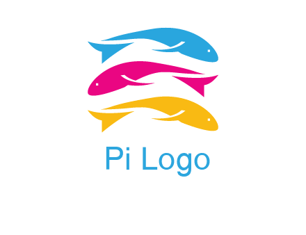 colorful fishes on top of each other printing logo