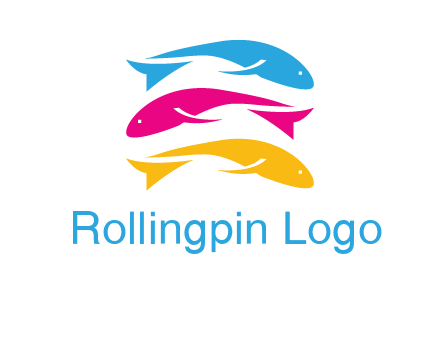 colorful fishes on top of each other printing logo