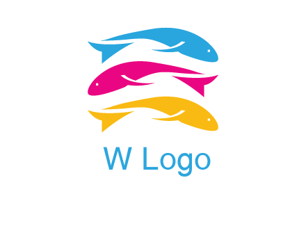 colorful fishes on top of each other printing logo