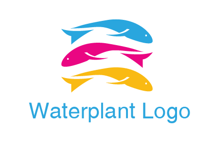 colorful fishes on top of each other printing logo