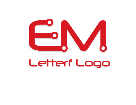 Letters EM with Digital wire logo