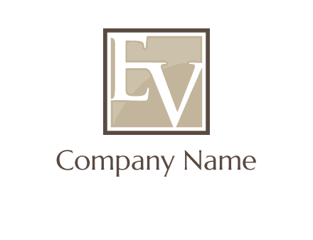 Letters EV are in square logo