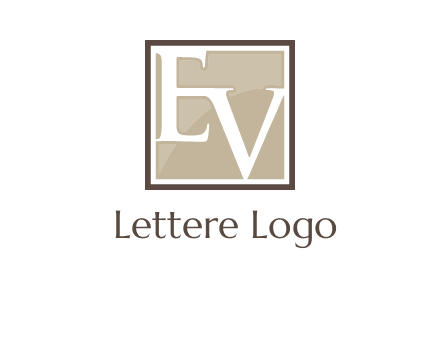 Letters EV are in square logo