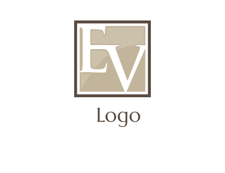 Letters EV are in square logo