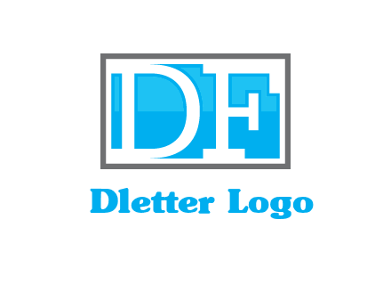 Letters DF are in rectangle logo