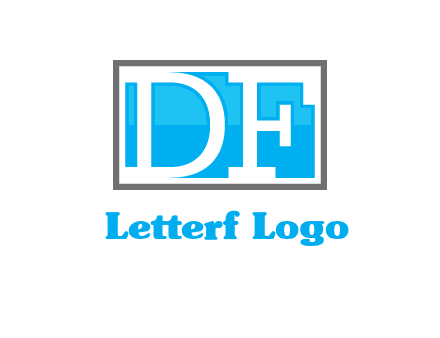 Letters DF are in rectangle logo