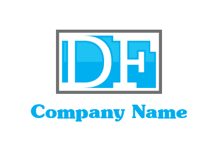 Letters DF are in rectangle logo