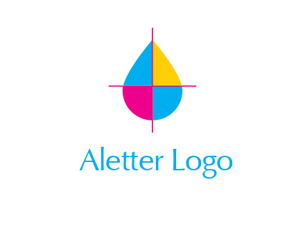 cross lines across colorful drop printing logo