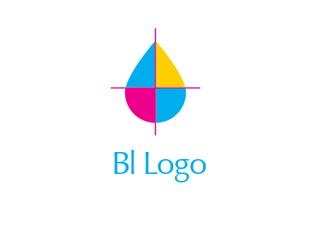 cross lines across colorful drop printing logo