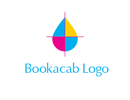 cross lines across colorful drop printing logo