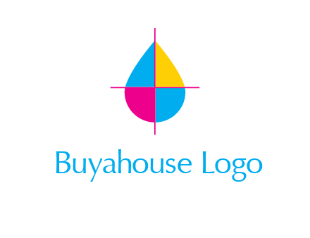 cross lines across colorful drop printing logo