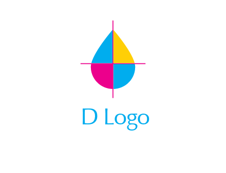 cross lines across colorful drop printing logo