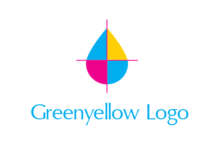 cross lines across colorful drop printing logo