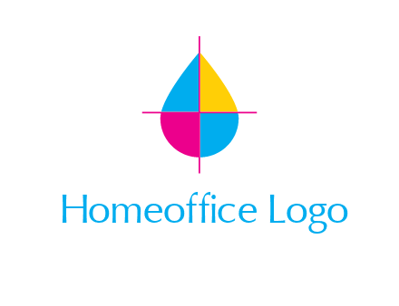 cross lines across colorful drop printing logo