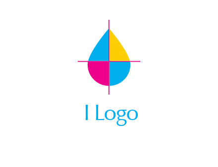 cross lines across colorful drop printing logo