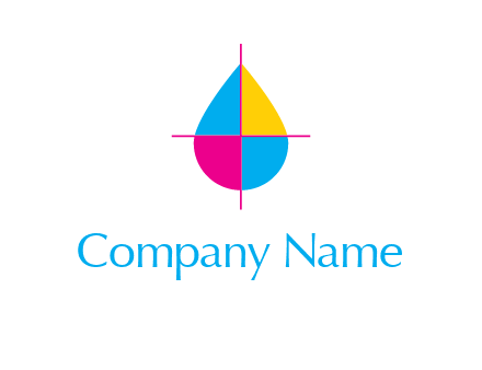 cross lines across colorful drop printing logo