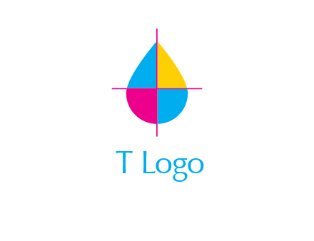 cross lines across colorful drop printing logo