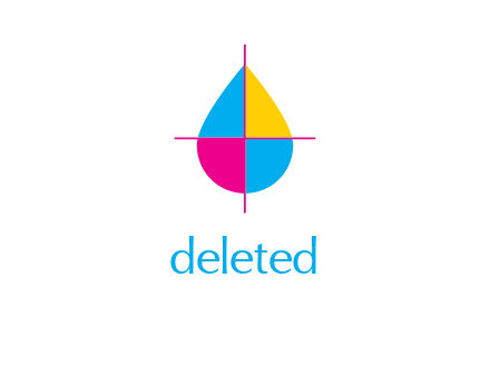 cross lines across colorful drop printing logo