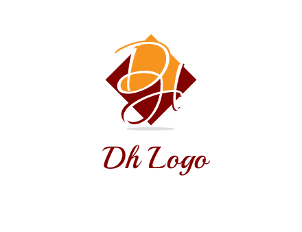 Letters DH are in rhombus shape logo