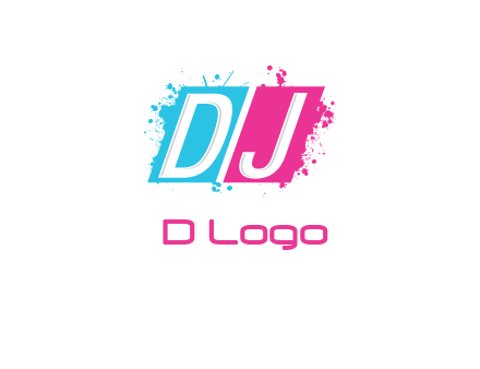 letters dj are in splash Rectangle logo