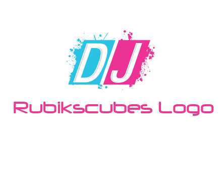 letters dj are in splash Rectangle logo