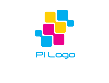 CMYK pixels stack printing logo