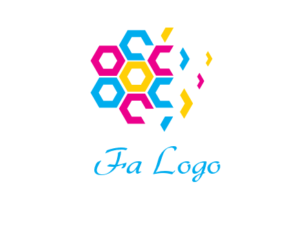 CMYK hexagon in flower shape printing logo