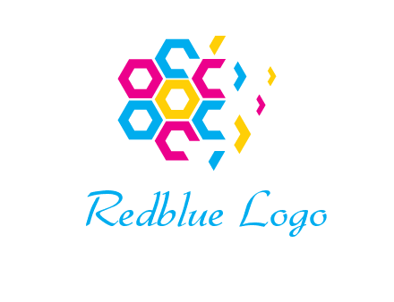 CMYK hexagon in flower shape printing logo