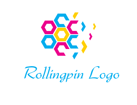 CMYK hexagon in flower shape printing logo