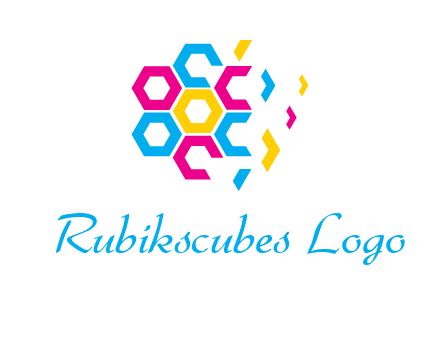 CMYK hexagon in flower shape printing logo