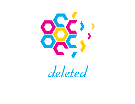 CMYK hexagon in flower shape printing logo