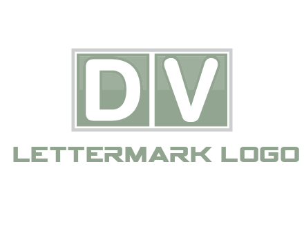 Letters DV are in two square box logo