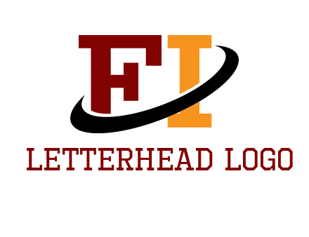 Swoosh around the letters FI logo