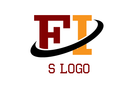 Swoosh around the letters FI logo