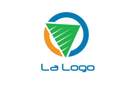 green recycling triangle in circle logo