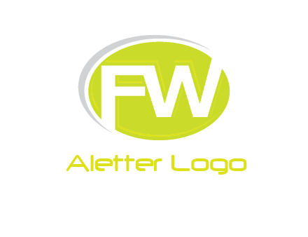 Letters FW are in a oval shape with swoosh logo