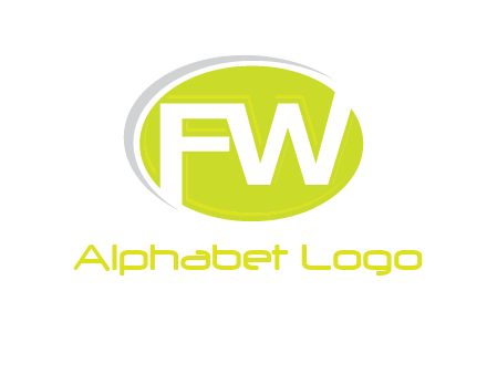 Letters FW are in a oval shape with swoosh logo