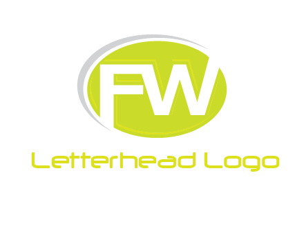 Letters FW are in a oval shape with swoosh logo